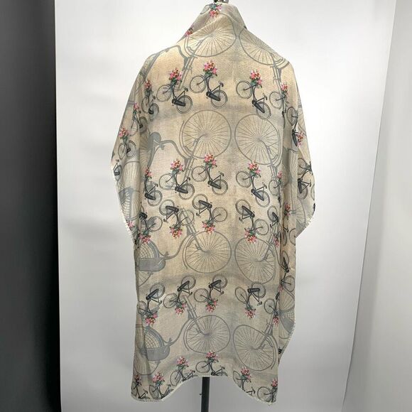 MITANDIO 100% silk bicycle print scarf 42 by 39 - Picture 1 of 5